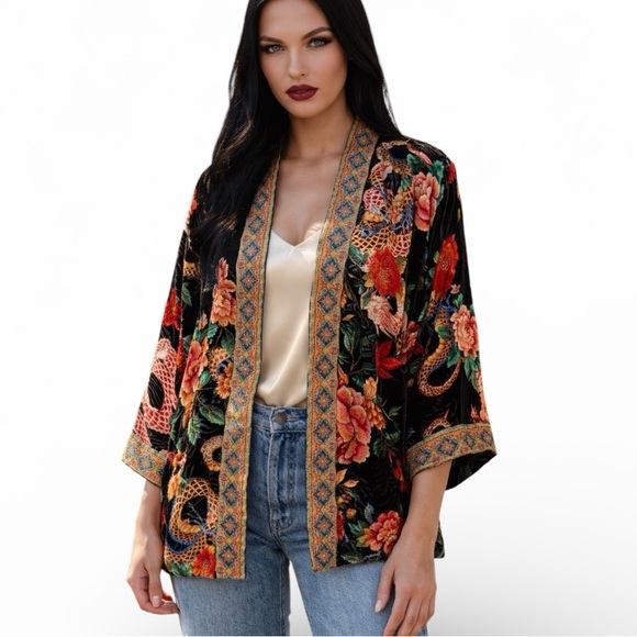 Johnny Was Jackets & Blazers - Johnny Was heavily embroidered reversible velvet MERHAWI KIMONO jacket NWT